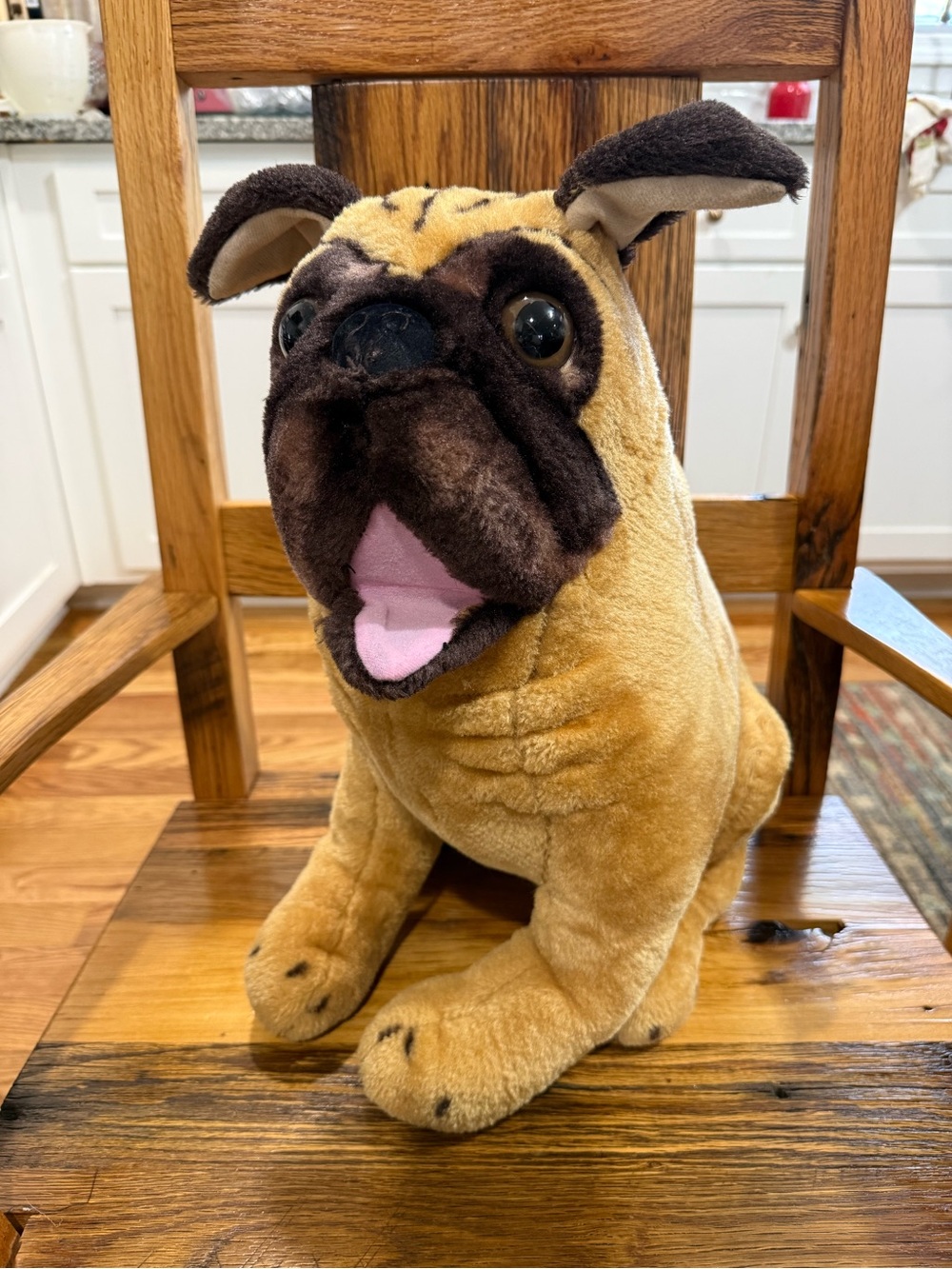 Melissa & Doug Plush Tan and Dark Brown Pug Dog Toy